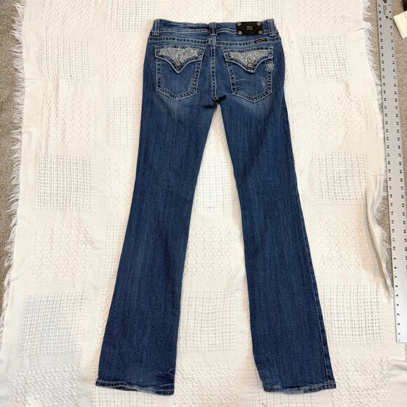 Miss Me 30 low rise bootcut embellished rhinestone jeans J1 2562 - Picture 13 of 14